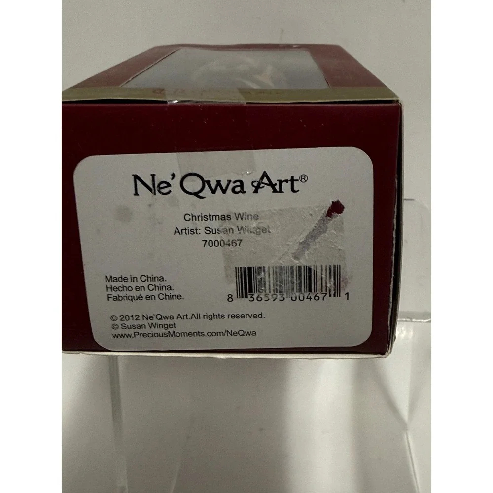 Ne'Qwa Art Susan Winget Christmas Wine Hand Painted Glass Bottle Stopper